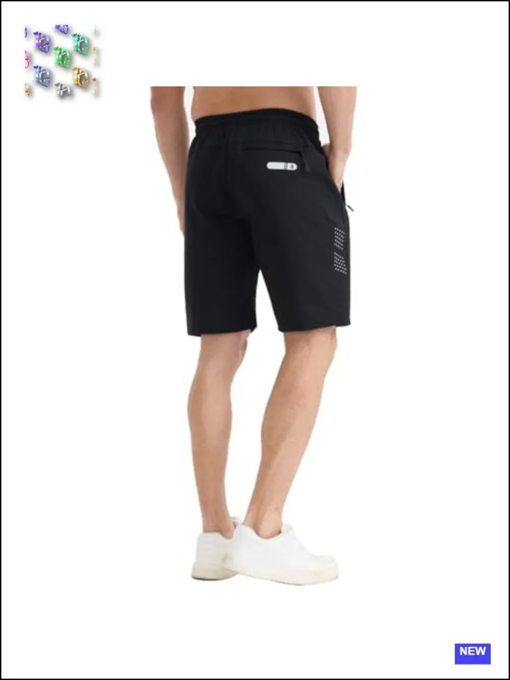 Mens Athletic Shorts with Zipper Pockets Reflective Strips Gym Running